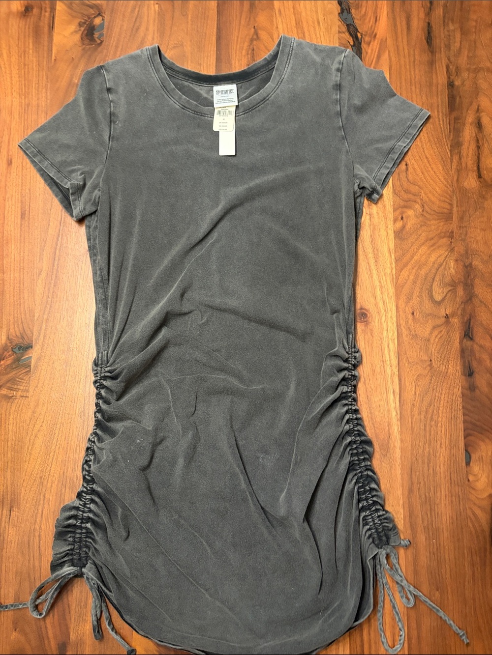 PINK Victoria's Secret Washed Charcoal Side-Ruched Tee Dress
